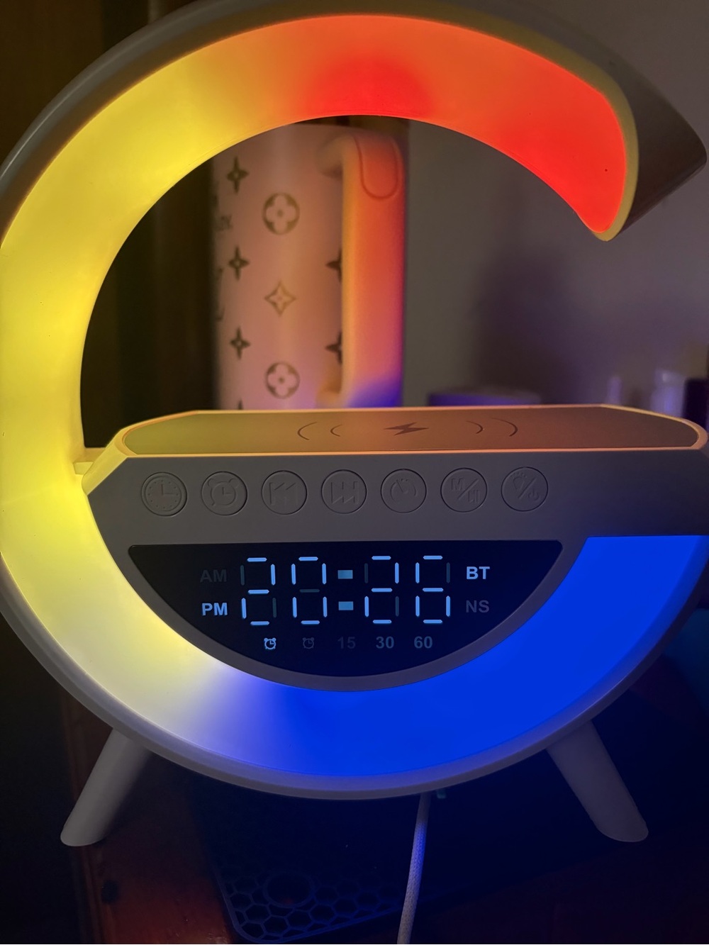 LED Wireless Charging Speaker Alarm Clock - Multicolor Ring